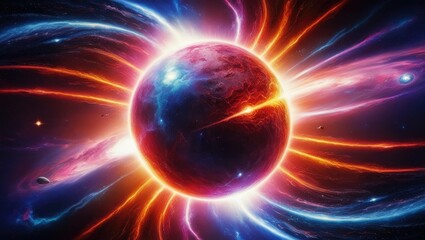 Obraz premium Cosmic Energy Burst: Stunning Nebula Explosion in Deep Space