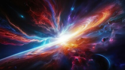 Obraz premium Cosmic Energy Burst: Stunning Nebula Explosion in Deep Space