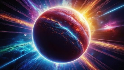 Obraz premium Cosmic Energy Burst: Stunning Nebula Explosion in Deep Space