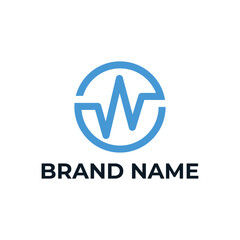 Letter W Audio Wave Circle Logo