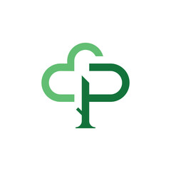 Minimalist Letter P and Tree Logo