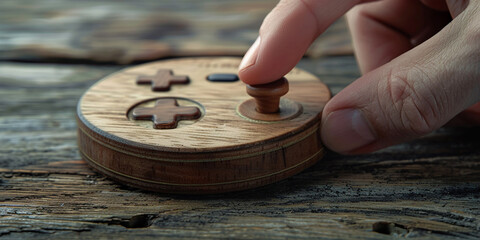 Fototapeta premium Single video game controller made with wood 