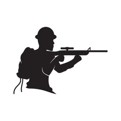 Military Soldier Silhouette Vector logo Illustration