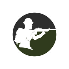 Military Soldier Silhouette Vector logo Illustration