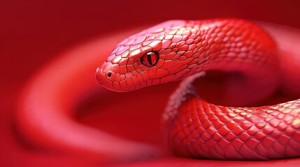 Fototapeta premium A red chinese new year snake. 2025 year of the snake