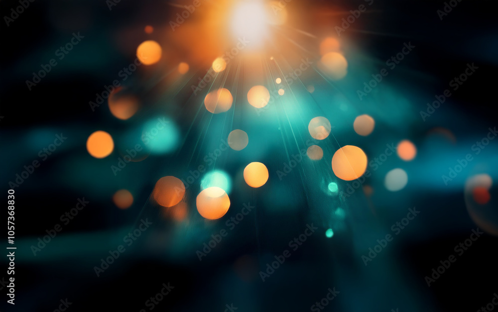 Aufkleber a dark background with an abstract light show. the light source is off screen and creates a warm glo