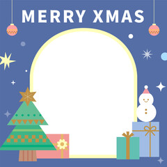 Cute Merry Christmas holiday illustration. Business web poster cover banner packaging decorative design