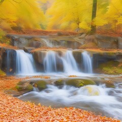 Obraz premium forest waterfall in in the woods during autumn