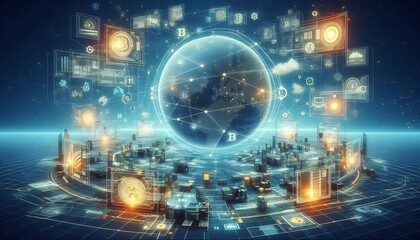 Fototapeta premium Blockchain Data Flow,generative ai
