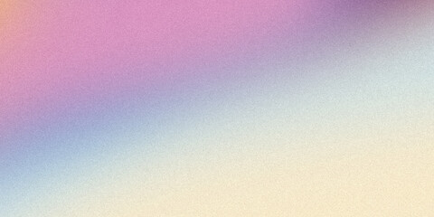 Abstract noisy gradient background of multicolored pastel violet yellow colors. Color palette, colorful pattern with a soft noise effect. Holographic blurred grainy gradient banner texture