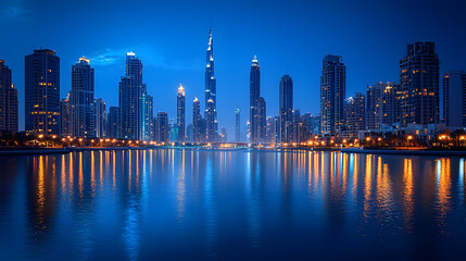 Fototapeta premium mdoern skyline at night