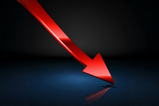 A red arrow pointing downwards on a dark background, symbolizing decrease or decline.