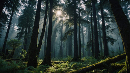 Fototapeta premium Magical forest with big trees