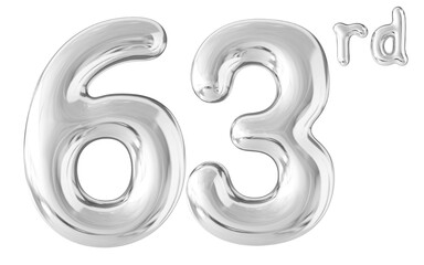 63rd Year Anniversary Silver Number Bubble