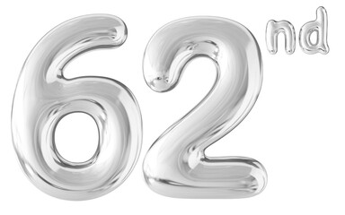 62nd Year Anniversary Silver Number Bubble