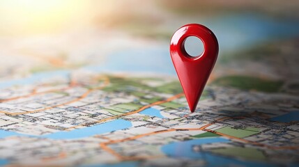Red Location Pin on a City Map, Symbolizing Navigation, Travel Planning, and Reaching Destinations.