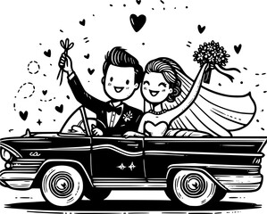 Just Married Wedding Car Celebrations: Romantic Getaway Rides, Love Themes, and Bridal Farewells