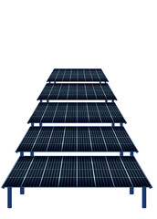 High-power photovoltaic panels on stands. On isolated transparent background.