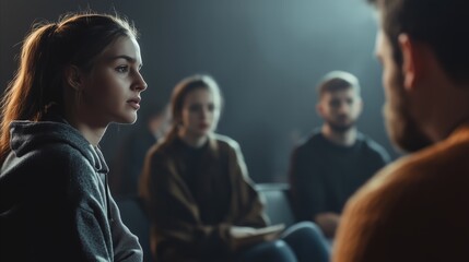Group of people are sitting in a circle