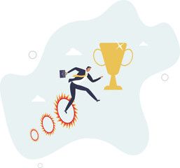 Business challenge, obstacle, risk or danger to overcome to become success, achievement or reward for work effort concept.flat characters. © Oleg