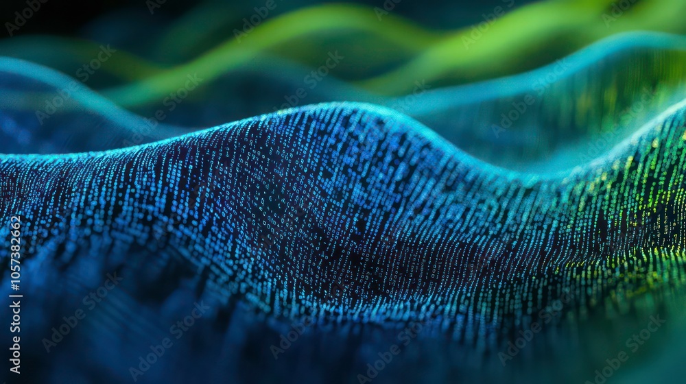Poster Abstract representation of flowing waves with a gradient texture and vibrant colors.