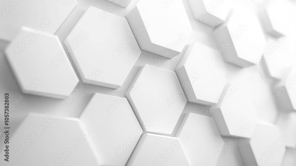 Poster A close-up of a textured white hexagonal pattern, emphasizing modern design.
