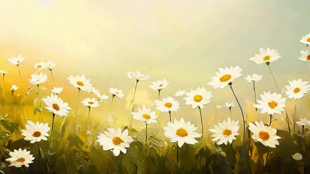 Oil painting landscape - meadow of daisies, Abstract vector pattern, Abstract background texture for cards	
