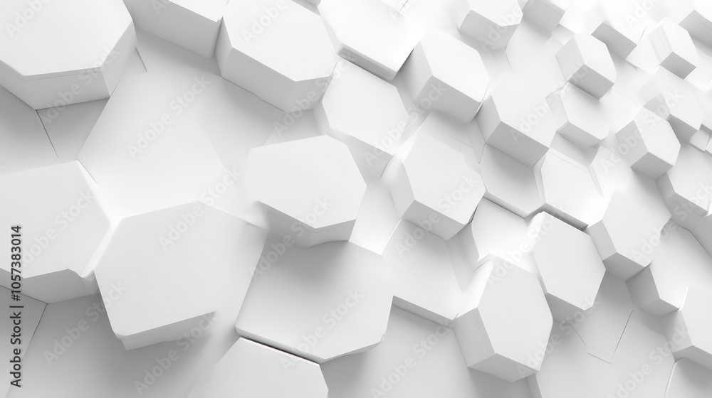 Poster a textured wall design featuring white hexagonal shapes in a modern, abstract style.