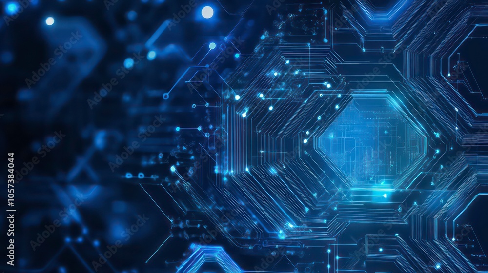 Poster Abstract digital circuit design with glowing elements, representing technology and innovation.