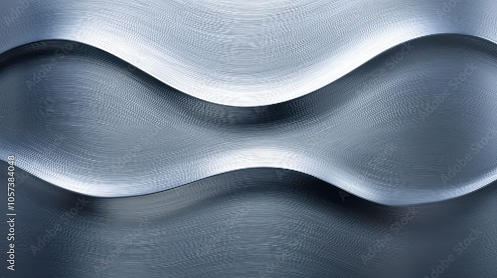 Poster abstract metallic waves create a smooth, modern aesthetic.
