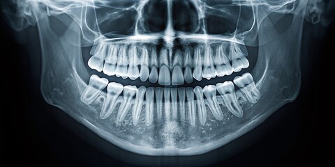 Minimalist Jaw X-Ray Art for Medical and Educational Use