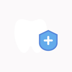 Dental insurance icon. Healthcare, medicine, treatment, hygiene, oral care, guarantee concepts. Flat vector design isolated illustration.