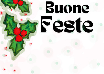 Cartolina vischio buone feste Illustrazione Handmade