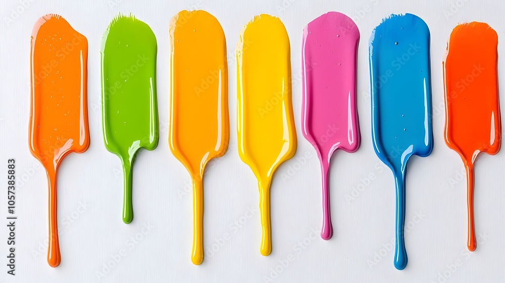 Poster dynamic dripping rainbow oil paint - vivid multicolor fluid forms with rich texture and expressive m