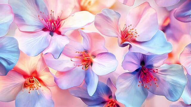 Abstract floral seamless pattern, Seamless pattern with colorful pattern of abstract flowers, painting on a light background. Cherry blossoms	
