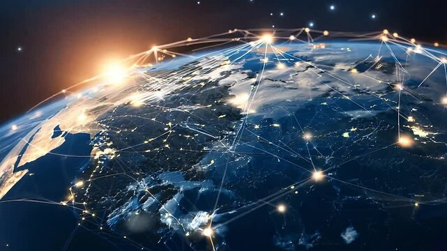 Global network connection Internet, social media, travel, global networking pattern for communication or logistical concepts	
