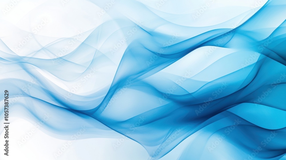Aufkleber abstract blue flowing waves on white background. smooth and transparent lines creating motion effect