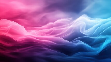 Obraz premium Abstract colorful gradient smoke effect in shades of pink, purple, and blue. Flowing wave and motion concept