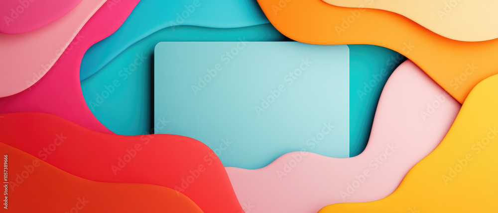 Poster colorful 3d abstraction, vibrant organic shapes flow together, creating a dynamic visual experience 