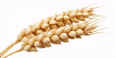 Golden Wheat Ears Isolated on White Background
