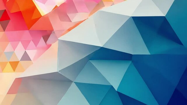 A vibrant abstract composition featuring a mosaic of colorful triangles, creating a visually engaging pattern that evokes a sense of dynamism and creativity.