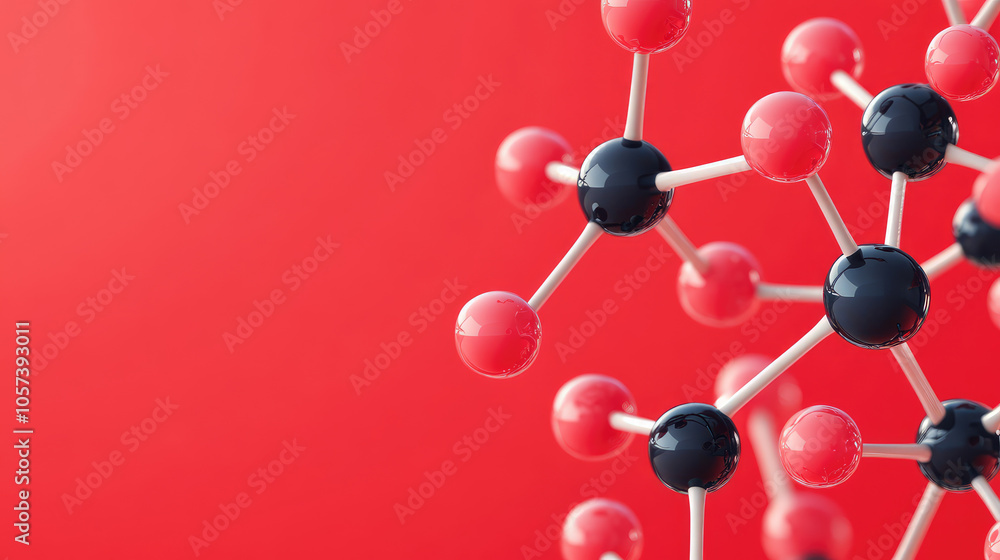 Poster atomic science and molecular concepts, intricate 3d illustration showcasing the complexities of atom