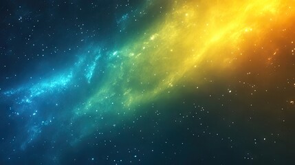 Vibrant yellow-blue aurora borealis dances across the night sky, creating a stunning natural light display, with ample space for text or other elements in the composition.