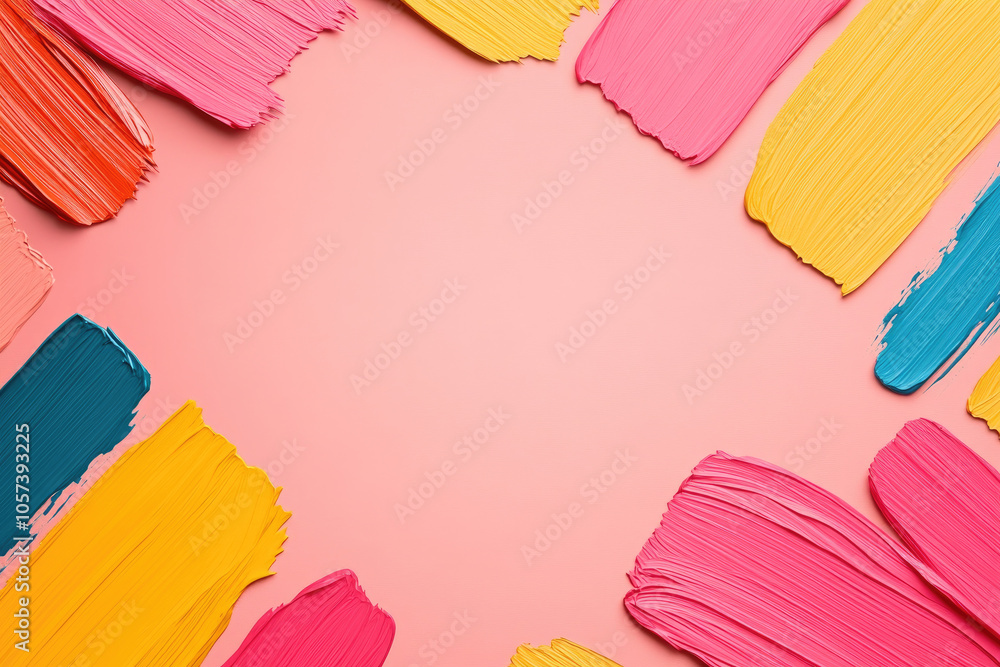 Poster abstract paint brush pattern, vibrant colors blend seamlessly, creating a dynamic visual texture per