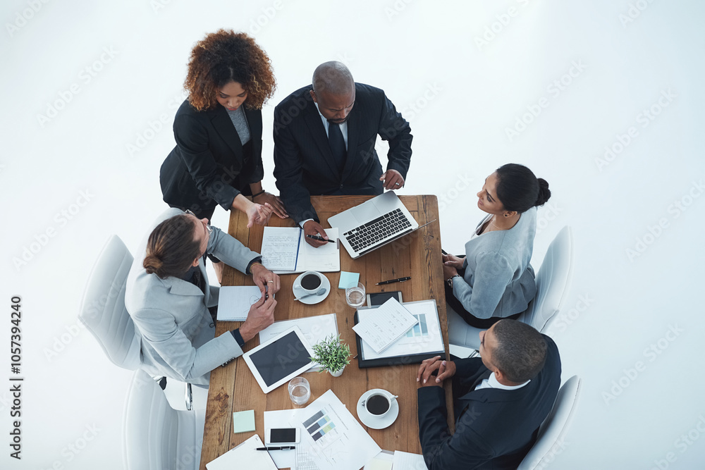 Aufkleber business people, meeting and digital collaboration with tech and public relations with teamwork in o