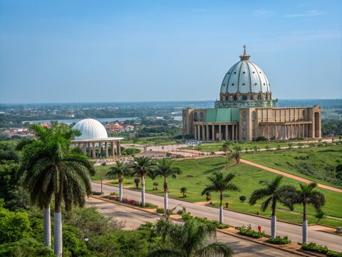 Stunning High Dynamic Range View of Yamoussoukro, Ivory Coast - Architectural Wonders and Lush Landscapes