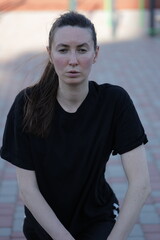 Woman doing workout exercises outside