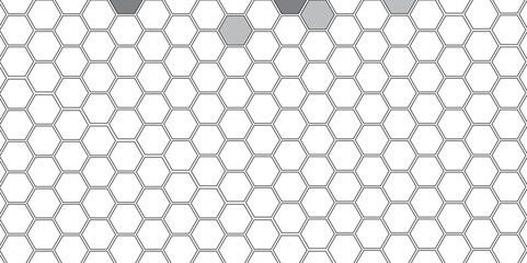 Vector geometric seamless texture symbol. Hexagon, bees hive cells pattern. Bee honey shapes. Abstract pattern with hexagonal white and gray technology line paper background.   Stylish grid texture. 

