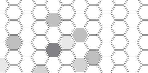 Vector geometric seamless texture symbol. Hexagon, bees hive cells pattern. Bee honey shapes. Abstract pattern with hexagonal white and gray technology line paper background.   Stylish grid texture. 
