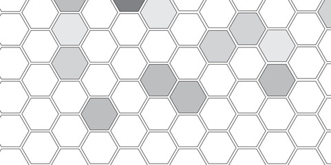 Vector geometric seamless texture symbol. Hexagon, bees hive cells pattern. Bee honey shapes. Abstract pattern with hexagonal white and gray technology line paper background.   Stylish grid texture. 
